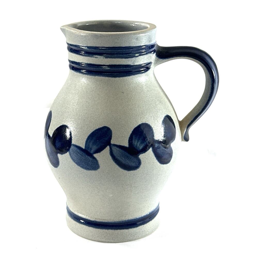 Kleiraba Handarbeit Denmark Pottery Pitcher Vase Blue Gray Stoneware 0.5L - Picture 3 of 8